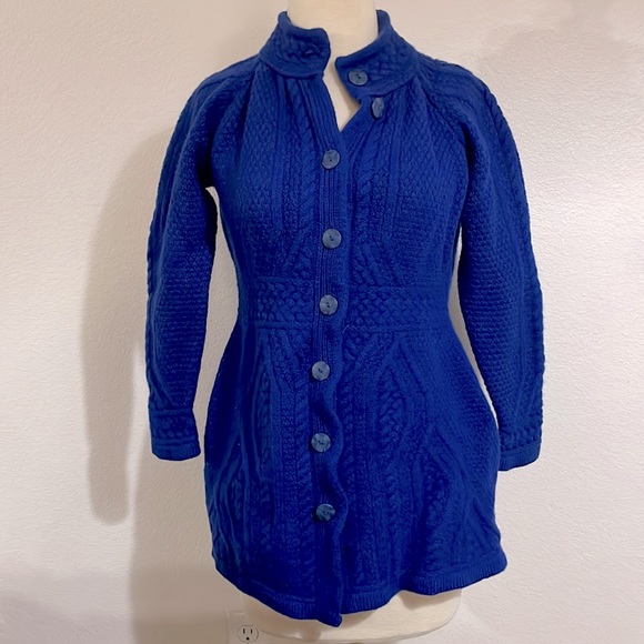 Aran crafts || 100% Merino Wool Irish Knitted Coat - Picture 2 of 7